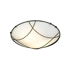 Πλαφονιέρα δίφωτη στρογγυλή Ø30 από λευκό γυαλί και χρυσόμαυρο μεταλλικό πλέγμα | Aca | DLA7192